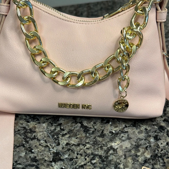 Madden NYC Pink Crossbody Bag with Chain Detail - Picture 3 of 13